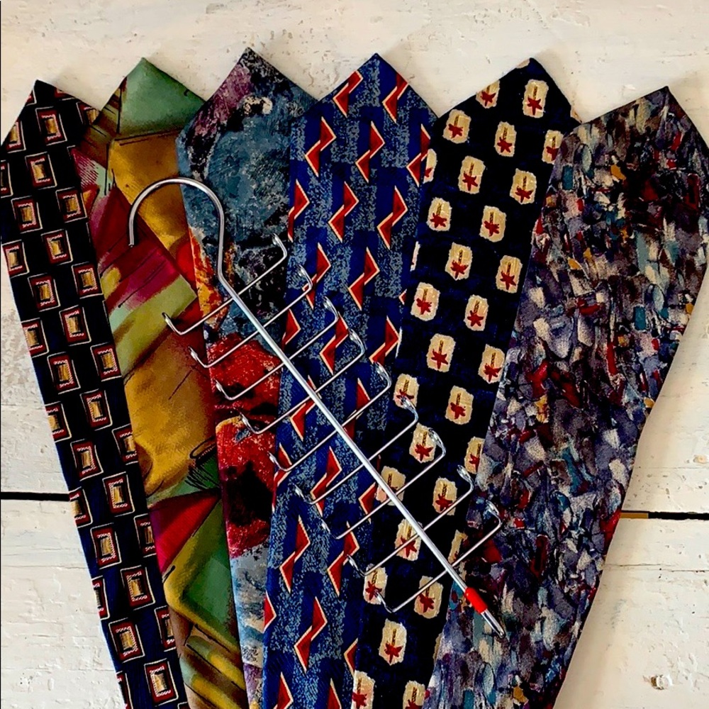 Collection of Men’s Ties+Tie Rack.